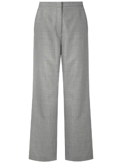 Shop Egrey Wool Wide Leg Trousers In Grey