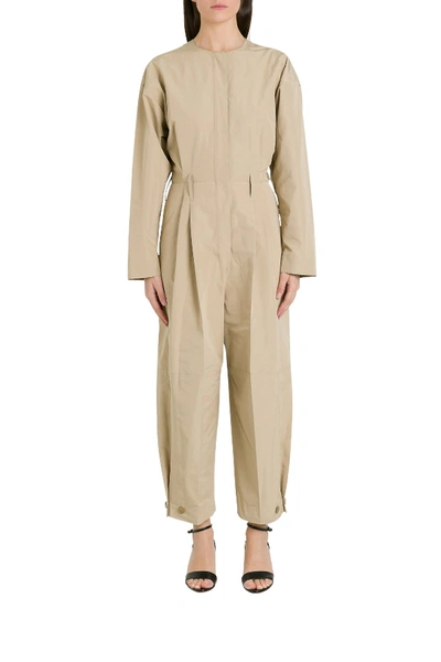 Shop Givenchy Cargo Jumpsuit In Taffeta In Beige