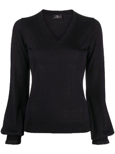 Shop Etro Bell Sleeve Knitted Top In Black