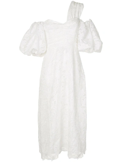 Shop Self-portrait One-shoulder Lace Dress In White