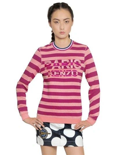 Kenzo Paris Embroidered Cotton Sweatshirt In Pink