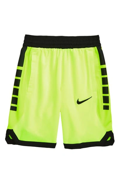 Shop Nike Kids' Dry Elite Basketball Shorts In Volt/ Black