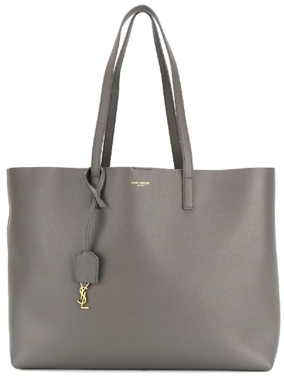 Shop Saint Laurent Leather Shopping Bag In Grey