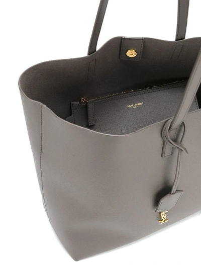 Shop Saint Laurent Leather Shopping Bag In Grey