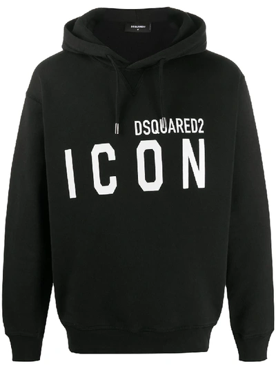 Dsquared2 Icon Logo Black Sweatshirt With Classic Hood In Black