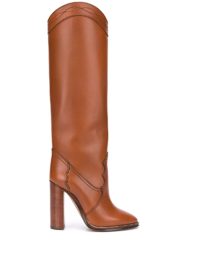 Shop Saint Laurent Kate Knee-height 105mm Boots In Brown