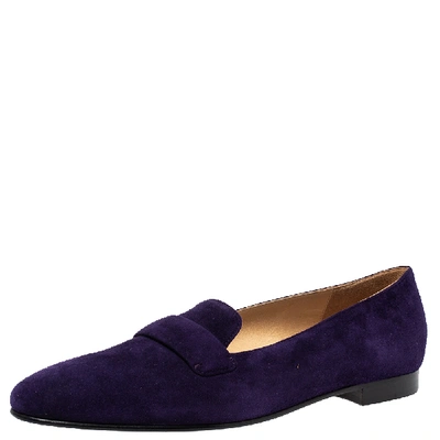 Pre-owned Ralph Lauren Purple Suede Slip On Flat Loafers Size 37