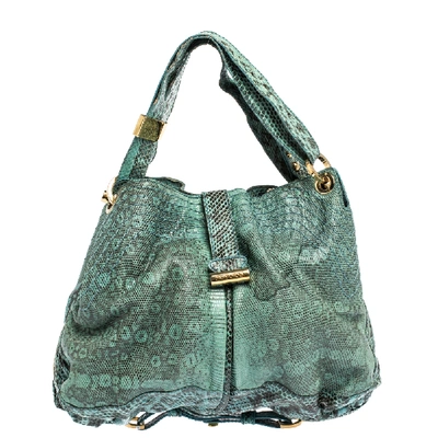 Pre-owned Jimmy Choo Green/black Watersnake Alex Hobo