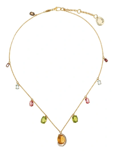 Shop Brumani 18kt Yellow Gold Looping Shine Mixed Gemstone Necklace In Rainbow