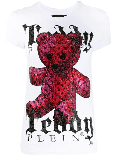 Shop Philipp Plein Monogram Teddy Bear Crew Neck T-shirt In White