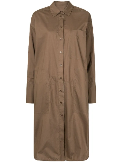 Shop Lee Mathews Oversized Midi Shirt-dress In Brown