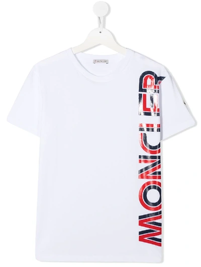 Shop Moncler Teen Logo-print T-shirt In White
