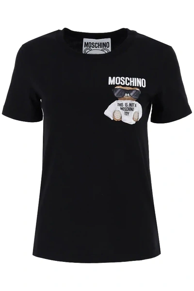 Shop Moschino Teddy Bear Embroidery T-shirt In Black