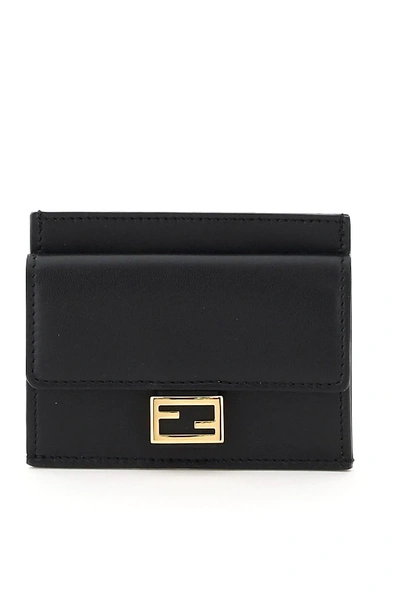 Shop Fendi Baguette Ff Card Holder In Black