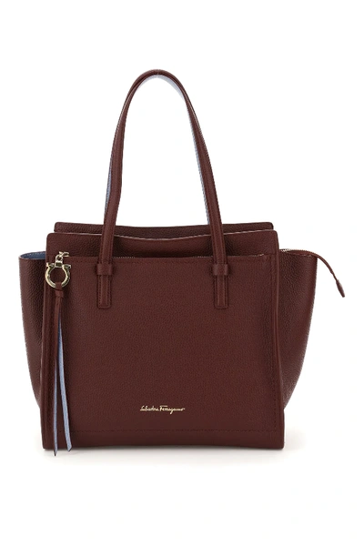 Shop Ferragamo The Studio Bag In Brown,beige