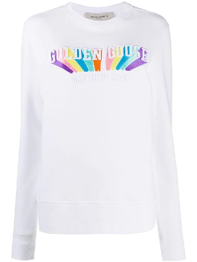 Shop Golden Goose Dreamers Club Crew Neck Sweatshirt In White