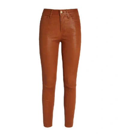 Shop Frame Le High Skinny Leather Jean In Brown