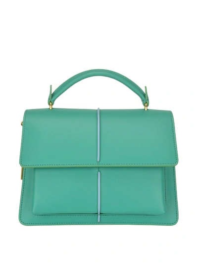 Shop Marni Attache Leather Small Bag In Green