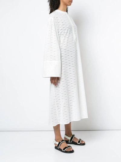 Shop Natashazinko Perforated Midi Dress White