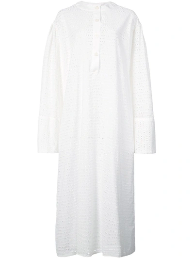 Shop Natashazinko Perforated Midi Dress White