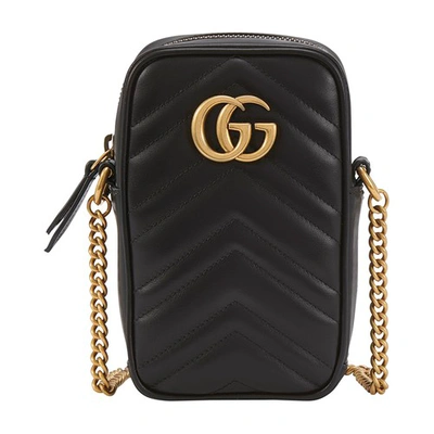 Shop Gucci Gg Marmont Mini Bag In Black