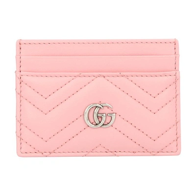 Shop Gucci Gg Marmont Card Holder In Wild Rose