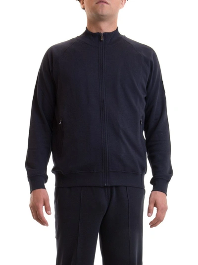 Shop Corneliani Raglan Sleeve Zipped Sweatshirt In Blue
