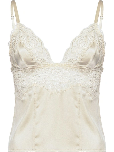 Shop Pinko Lace-trimmed Camisole In White