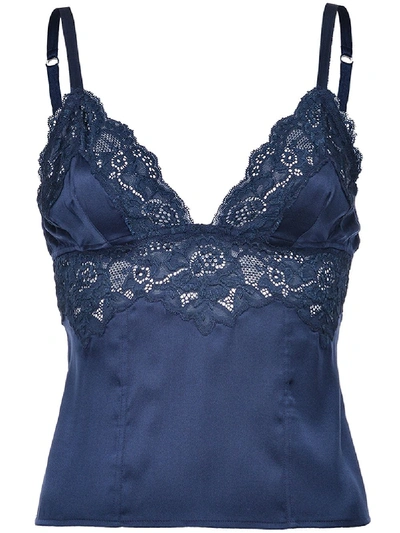 Shop Pinko Lace Panel Rear Clasp Camisole Top In Blue