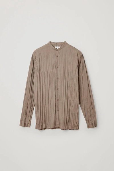 Shop Cos Plisse Recycled Polyester Shirt In Brown