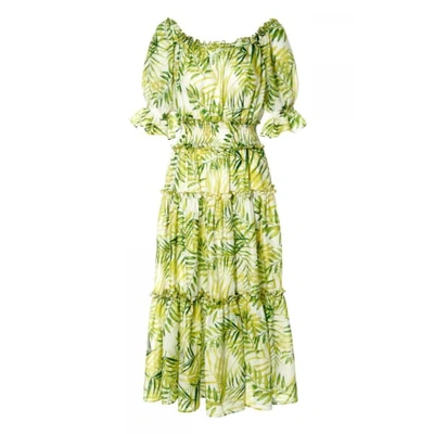 Shop Aggi Taja White-lime Dress