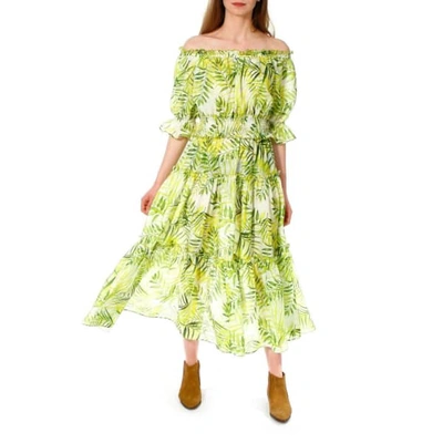 Shop Aggi Taja White-lime Dress