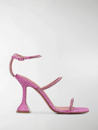 Shop Amina Muaddi Gilda Crystal-embellished Sandals In Pink