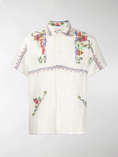 Shop Bode Embroidered Short-sleeved Shirt In White