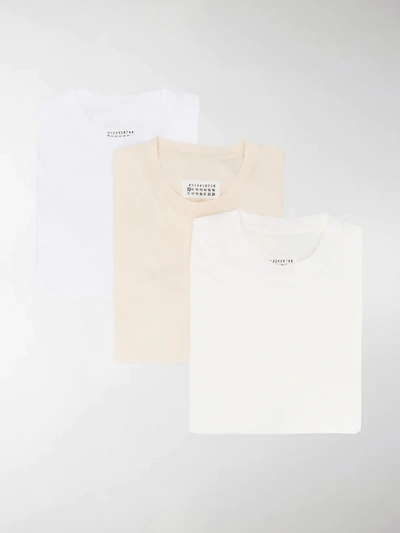 Shop Maison Margiela Three-pack Cotton T-shirts In White