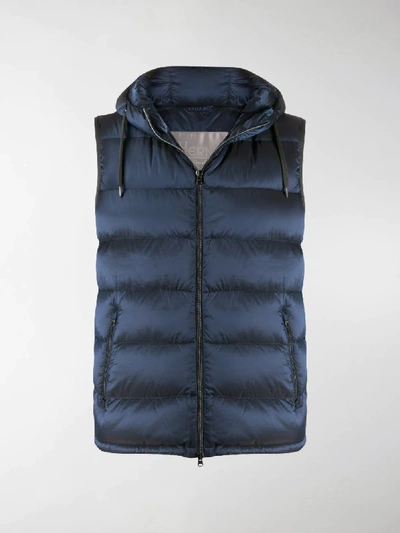 Shop Herno Iridescent Padded Waistcoat In Blue