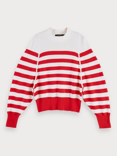 Shop Scotch & Soda Cotton-wool Blend Batwing Pullover In Red