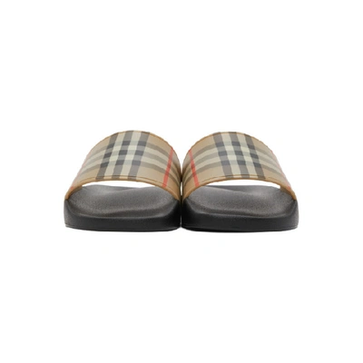 Burberry Men Vintage Check Print Slides In Black