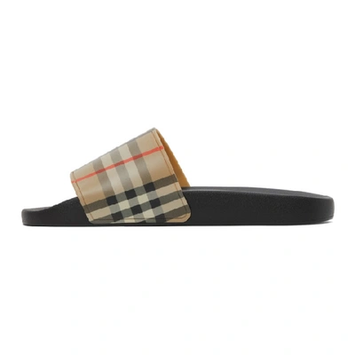 Burberry Men Vintage Check Print Slides In Black