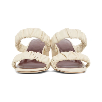 Shop Staud Beige Nappa Frankie Ruched Heeled Sandals In Cream