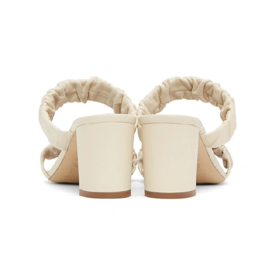 Shop Staud Beige Nappa Frankie Ruched Heeled Sandals In Cream