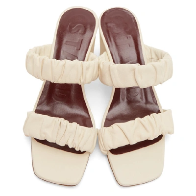 Shop Staud Beige Nappa Frankie Ruched Heeled Sandals In Cream