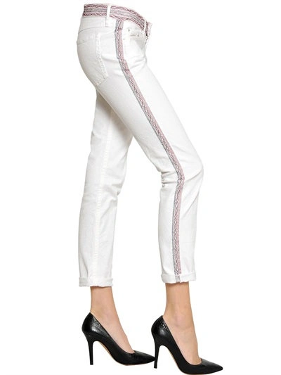 Isabel Marant Embroidered Cotton Denim Jeans In White