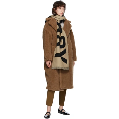Shop Burberry Tan Wool Logo Scarf In Archive Bei
