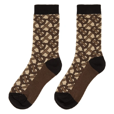 Shop Burberry Brown Monogram Socks In Bridle Brow