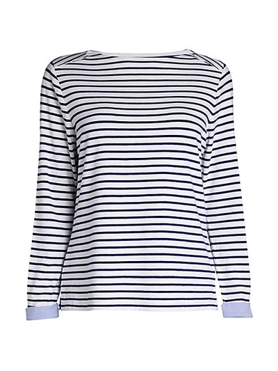 Shop Anne Klein Breton Stripe T-shirt In Anne White