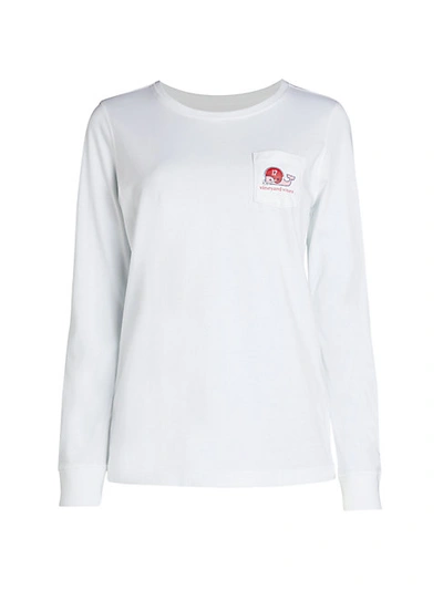 Shop Vineyard Vines Football Whale Pocket Long-sleeve T-shirt In White