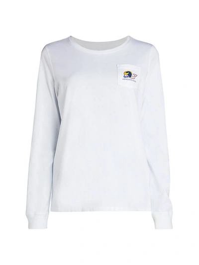 Shop Vineyard Vines Football Whale Pocket Long-sleeve T-shirt In White