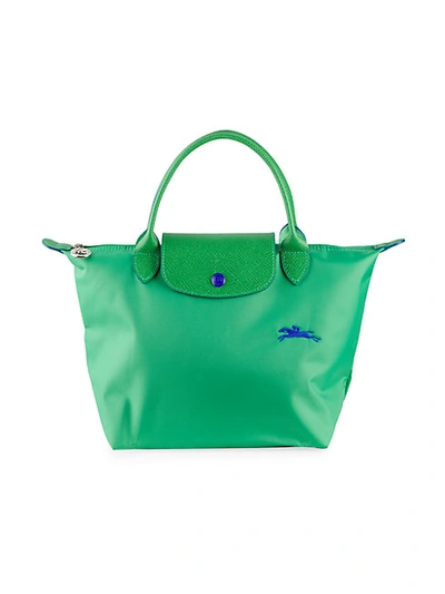 Shop Longchamp Le Pliage Club Logo Top Handle Bag In Cactus