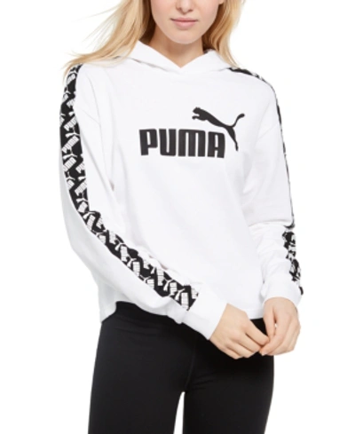 Shop Puma Women's Amplified Cropped Logo Hoodie In Sunny Lime